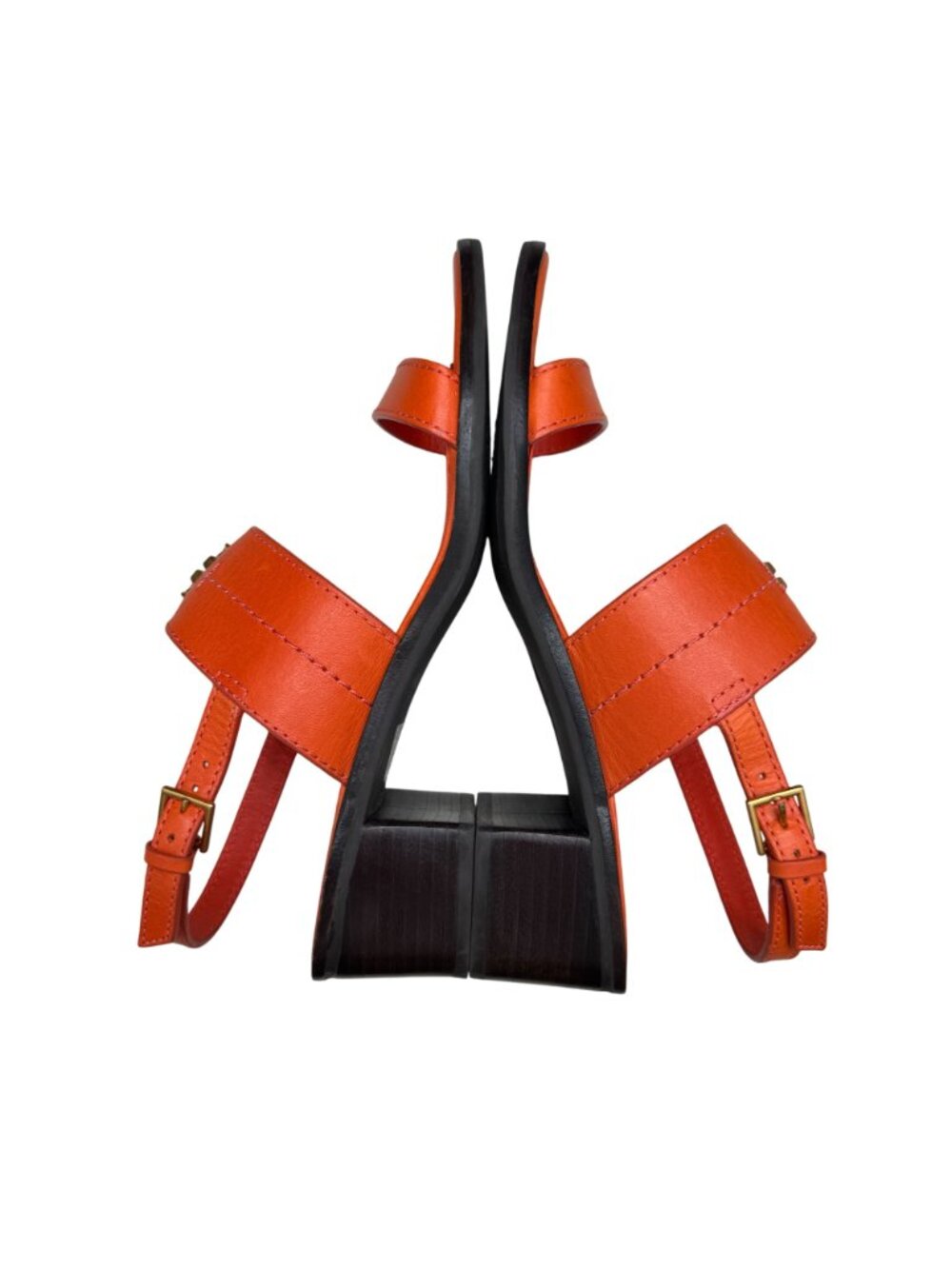 Tory Burch Eleanor Block Heel Sandals Women's Orange Slingback Logo, Sz 8M NWOB - Picture 7 of 9